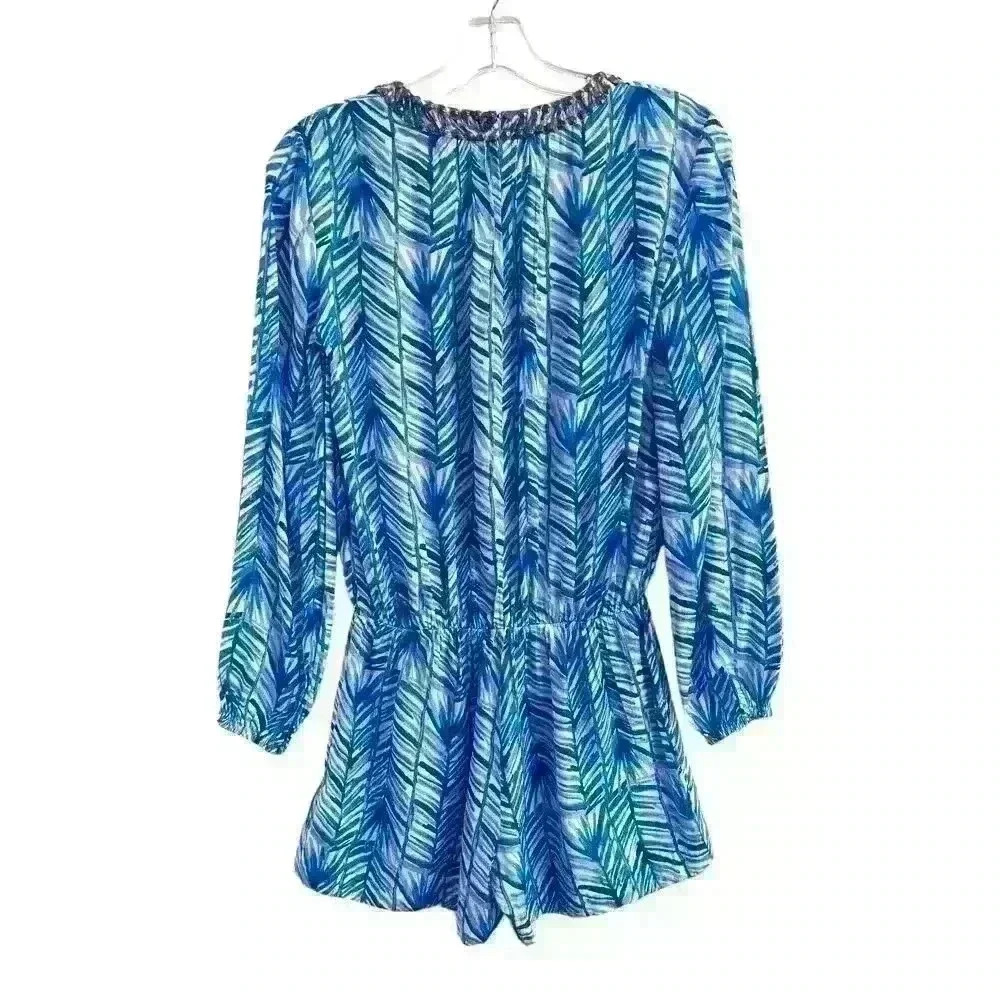 Lilly Pulitzer Sz XS Colby Romper Blue Palm Print Summer Vacation Travel Night - Picture 4 of 16